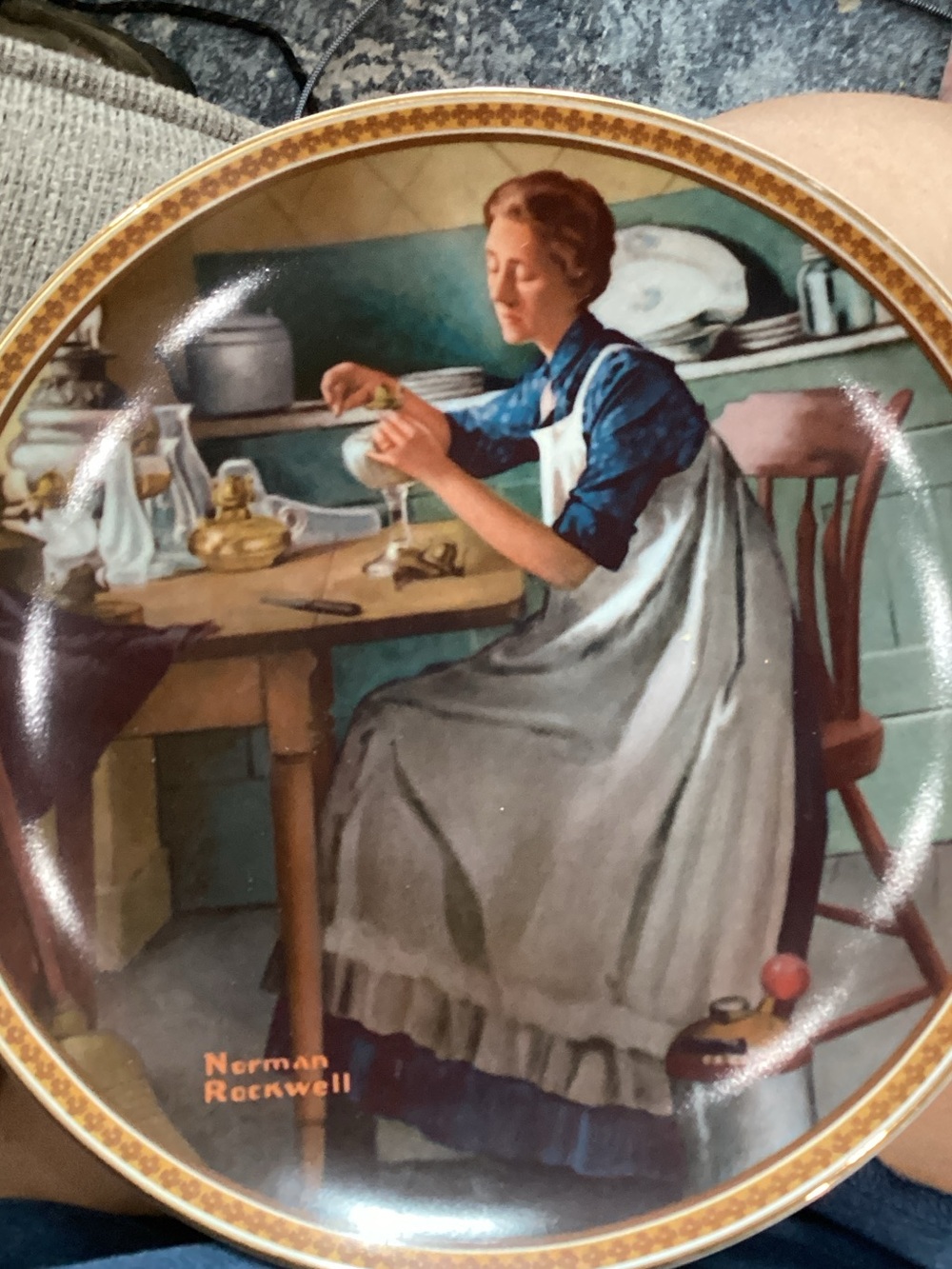 Norman Rockwell “Working in the Kitchen “ numbered plate